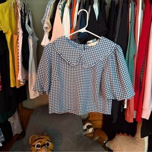 Chic Blue Checkered Women's Blouse
